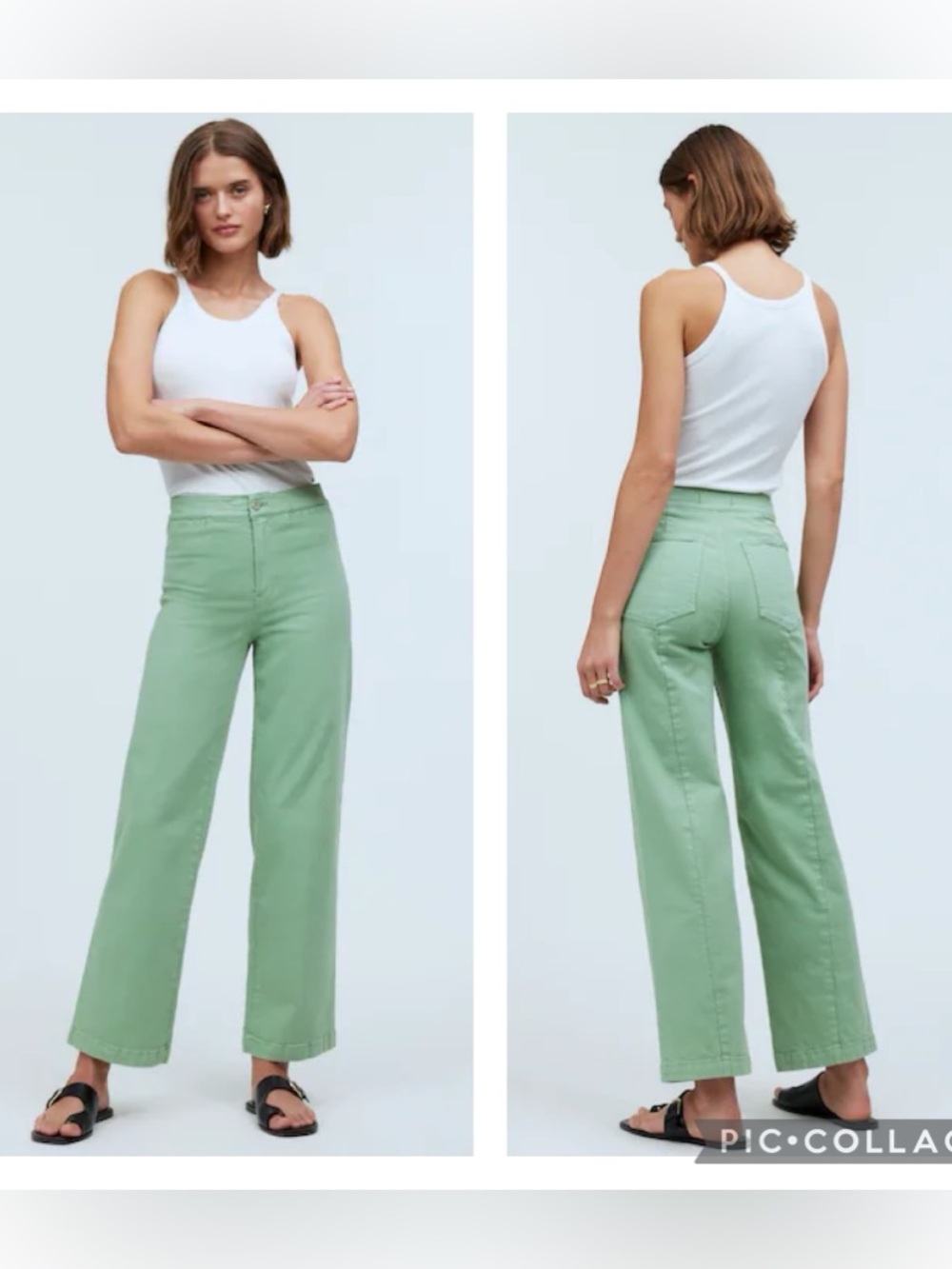 EUC Madewell The Emmett Wide-Leg Crop Pant: Welt Pocket Edition in Pistachio